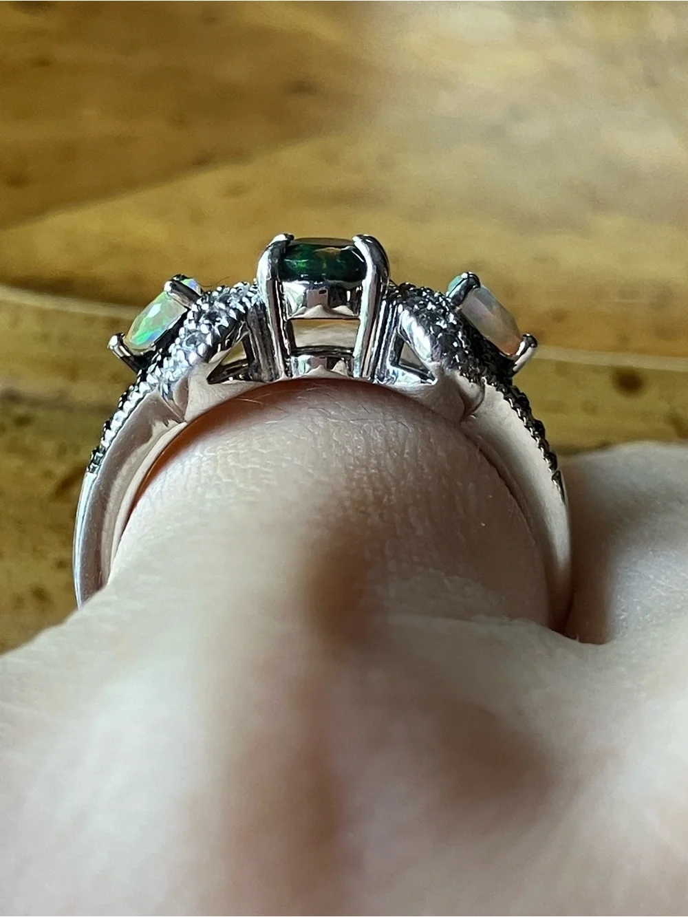 Black Ethiopian Opal Sterling Silver Ring Size 6.75
